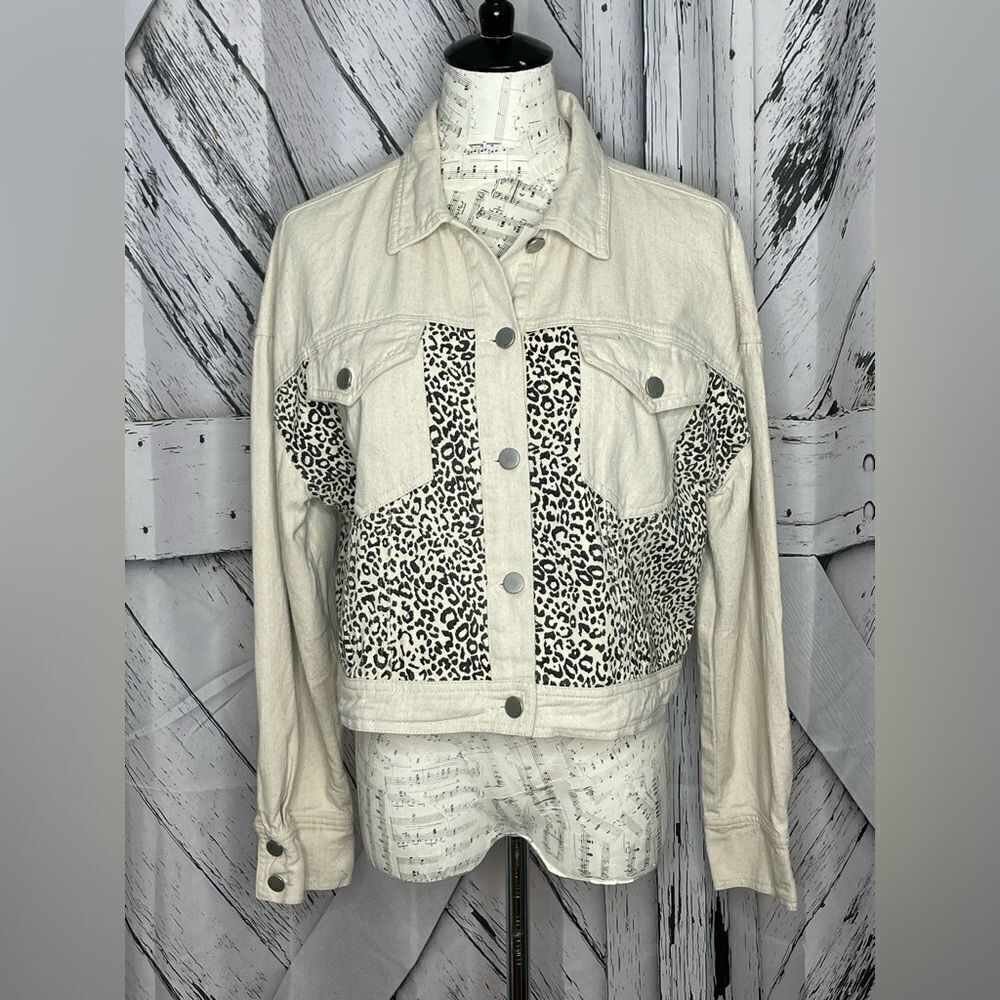 Le Lis cropped jacket leopard trim M